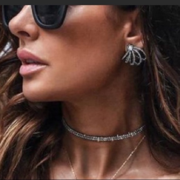 Alexis Bittar Rose Gold Crystal Encrusted Spiked thorny Lace Choker Necklace - Picture 2 of 12